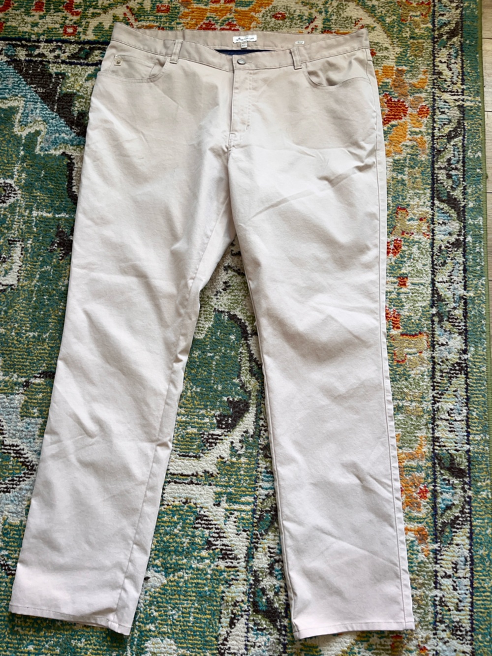 PETER MILLAR men's 32x29 Beige Polyester Flat Frnt Golf Pants Great
